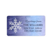 Elegant Waterverf Winter Snowflake Return Address Etiket (Voorkant)