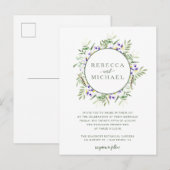 Elegant Waterverf Wisteria Wreath Wedding Uitnodiging Briefkaart (Voorkant / Achterkant)