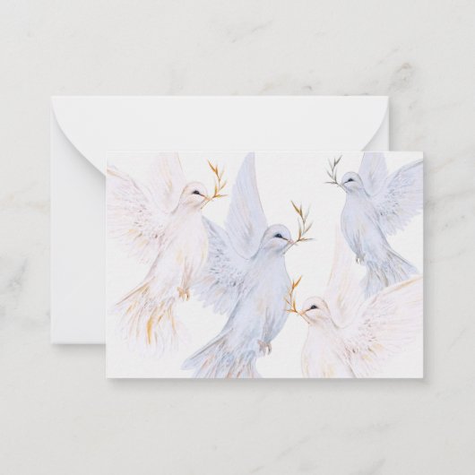 Elegant Waterverf witte duif Memorial dank u Notitiekaartje (Achterkant)