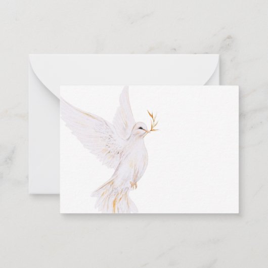 Elegant Waterverf witte duif Memorial dank u Notitiekaartje (Achterkant)