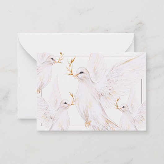 Elegant Waterverf witte duif Memorial dank u Notitiekaartje (Achterkant)