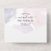 Elegant Waterverf Witte Paarse bladeren Weddenscha All In One Uitnodiging (Achterkant)