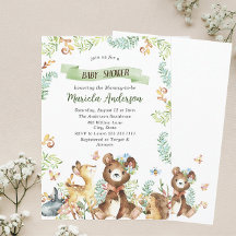 Elegant Waterverf Woodland Animals Baby shower