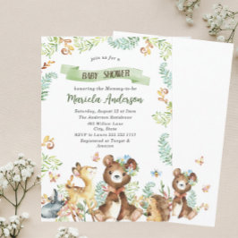 Elegant Waterverf Woodland Animals Baby shower Kaart