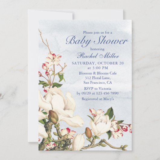 Elegant Waterverf Woodland Floral Baby shower Kaart (Voorkant)