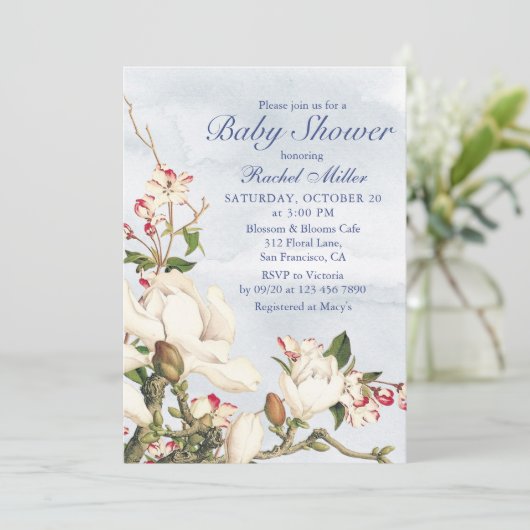 Elegant Waterverf Woodland Floral Baby shower Kaart (Staand voorkant)