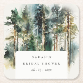Elegant Waterverf Woodland Forest Vrijgezellenfees Kartonnen Onderzetters