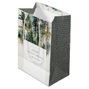 Elegant Waterverf Woodland Forest Vrijgezellenfees Medium Cadeauzakje