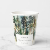 Elegant Waterverf Woodland Forest Vrijgezellenfees Papieren Bekers (Voorkant)