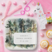 Elegant Waterverf Woodland Forest Vrijgezellenfees Papieren Bordje (Feest)