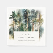 Elegant Waterverf Woodland Forest Vrijgezellenfees Servet (Voorkant)