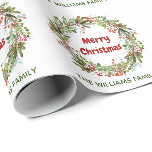 Elegant Waterverf Wreater Kerstmis Cadeaupapier