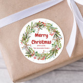 Elegant Waterverf Wreater Kerstmis Ronde Sticker