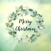 Elegant Waterverf Wreath Merry Kerstmis Raamsticker (Vel 3)