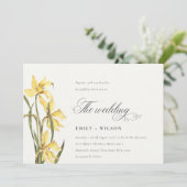 Elegant Waterverf Yellow Daffodil Wedding Invite Bedankkaart (Staand voorkant)