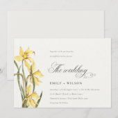 Elegant Waterverf Yellow Daffodil Wedding Invite Bedankkaart (Voorkant / Achterkant)