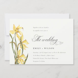 Elegant Waterverf Yellow Daffodil Wedding Invite Bedankkaart