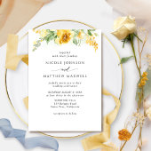 Elegant Waterverf Yellow en Ochre Floral Wedding Kaart