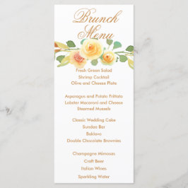 Elegant Waterverf Yellow Rose Bouquet Menu