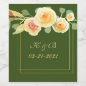 Elegant Waterverf Yellow Rose Bouquet Wijn Etiket (Enkel label)