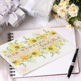 Elegant Waterverf Yellow Sunflower floral Weddensc Gastenboek