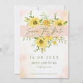 Elegant Waterverf Yellow Sunflower Floral Weddensc Save The Date (Voorkant)