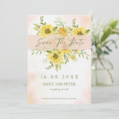 Elegant Waterverf Yellow Sunflower Floral Weddensc Save The Date (Staand voorkant)