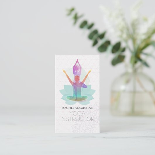 Elegant Waterverf Yoga Meditation Lotus Patroon Visitekaartje (Staand voorkant)