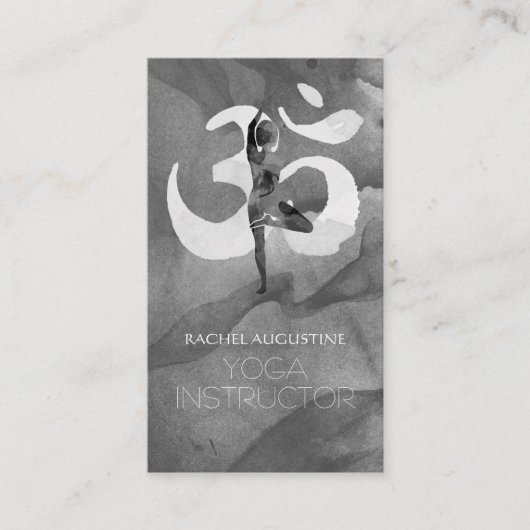 Elegant Waterverf Yoga Meditation Pose om Symbol Visitekaartje (Voorkant)