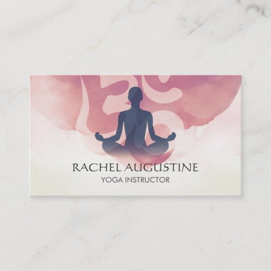 Elegant Waterverf Yoga Meditation Pose om Symbol Visitekaartje (Voorkant)