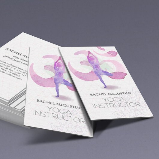 Elegant Waterverf Yoga Meditation Pose om Symbol Visitekaartje