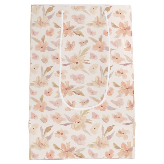 Elegant Waterverf Zachte Floral Medium Cadeauzakje (Achterkant)