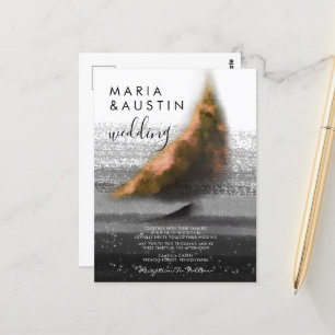 Elegant Waterverf Zee Sailing Boat Black Wedding Briefkaart