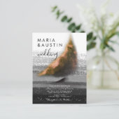 Elegant Waterverf Zee Sailing Boat Black Wedding Briefkaart (Staand voorkant)