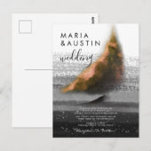 Elegant Waterverf Zee Sailing Boat Black Wedding Briefkaart (Voorkant / Achterkant)