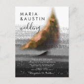 Elegant Waterverf Zee Sailing Boat Black Wedding Briefkaart (Voorkant)