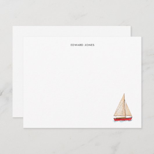 Elegant Waterverf zeilboot jacht Bedankkaart (Voorkant / Achterkant)