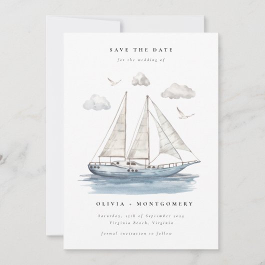 Elegant Waterverf zeiljacht Kaart (Voorkant)