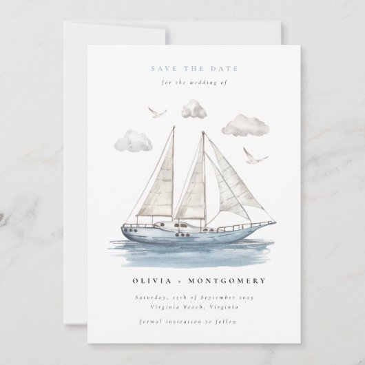 Elegant Waterverf zeiljacht Kaart (Voorkant)