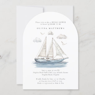 Elegant Waterverf zeiljacht Vrijgezellenfeest Kaart