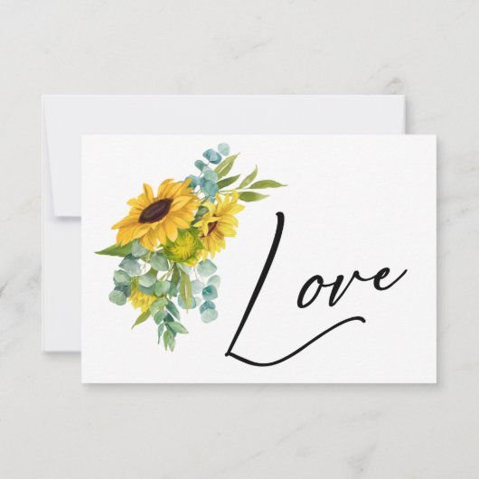 Elegant Waterverf Zonnebloem en Eucalyptus RSVP (Achterkant)