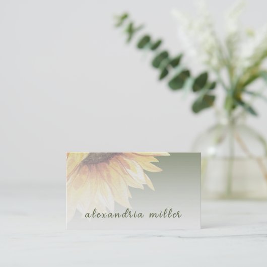Elegant Waterverf Zonnebloem Visitekaartje (Staand voorkant)