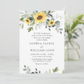 Elegant Waterverf Zonnebloemen Eucalyptus Weddensc Kaart (Staand voorkant)