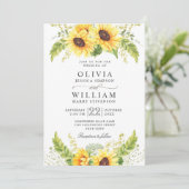 Elegant Waterverf Zonnebloemen Eucalyptus Weddensc Kaart (Staand voorkant)