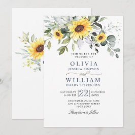 Elegant Waterverf Zonnebloemen Eucalyptus Weddensc Kaart