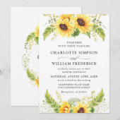 Elegant Waterverf Zonnebloemen Eucalyptus Weddensc Kaart (Voorkant / Achterkant)