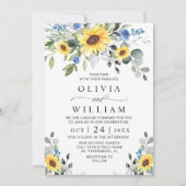 Elegant Waterverf Zonnebloemen Eucalyptus Weddensc Kaart (Voorkant)