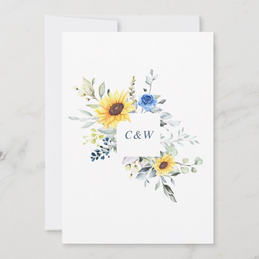 Elegant Waterverf Zonnebloemen Eucalyptus Weddensc Kaart (Achterkant)