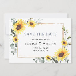 Elegant Waterverf Zonnebloemen Eucalyptus Weddensc Save The Date