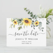 Elegant Waterverf Zonnebloemen Eucalyptus Weddensc Save The Date (Staand voorkant)